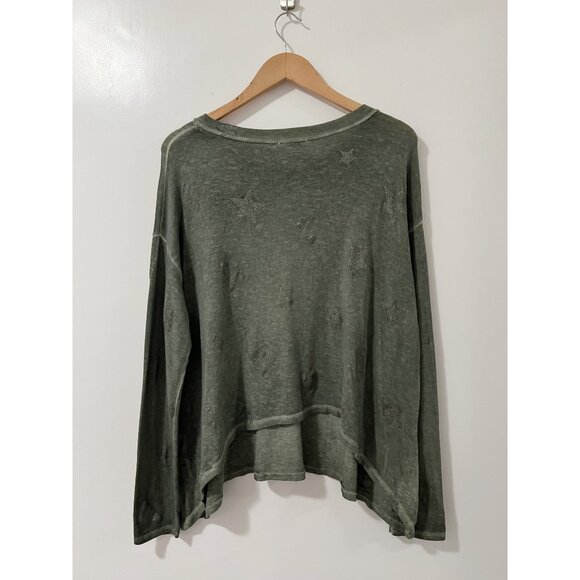 Nina Kendosa Paris Army Green Silver Glitter All Around Stars Print Size Large - Picture 5 of 5